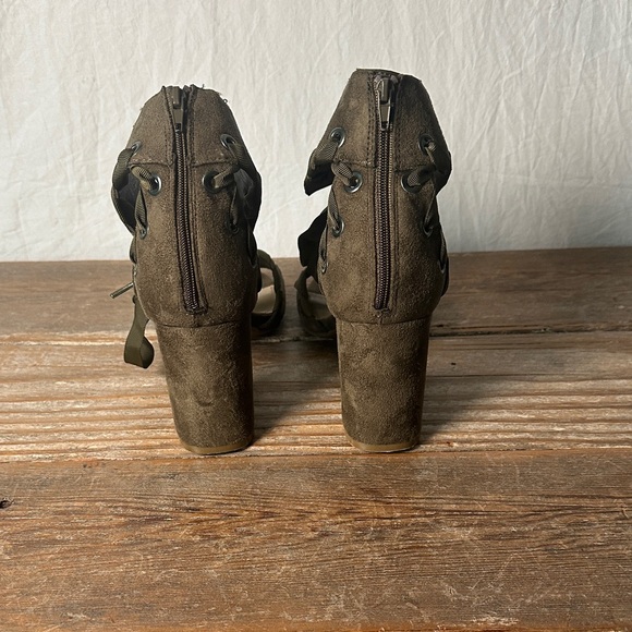 Lane Bryant Khaki Lace-Up Heels - Picture 3 of 5